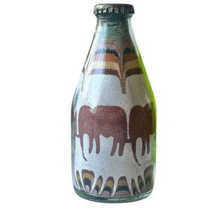 Vintage Sand Art Bottle With Elephant Design 5” tall